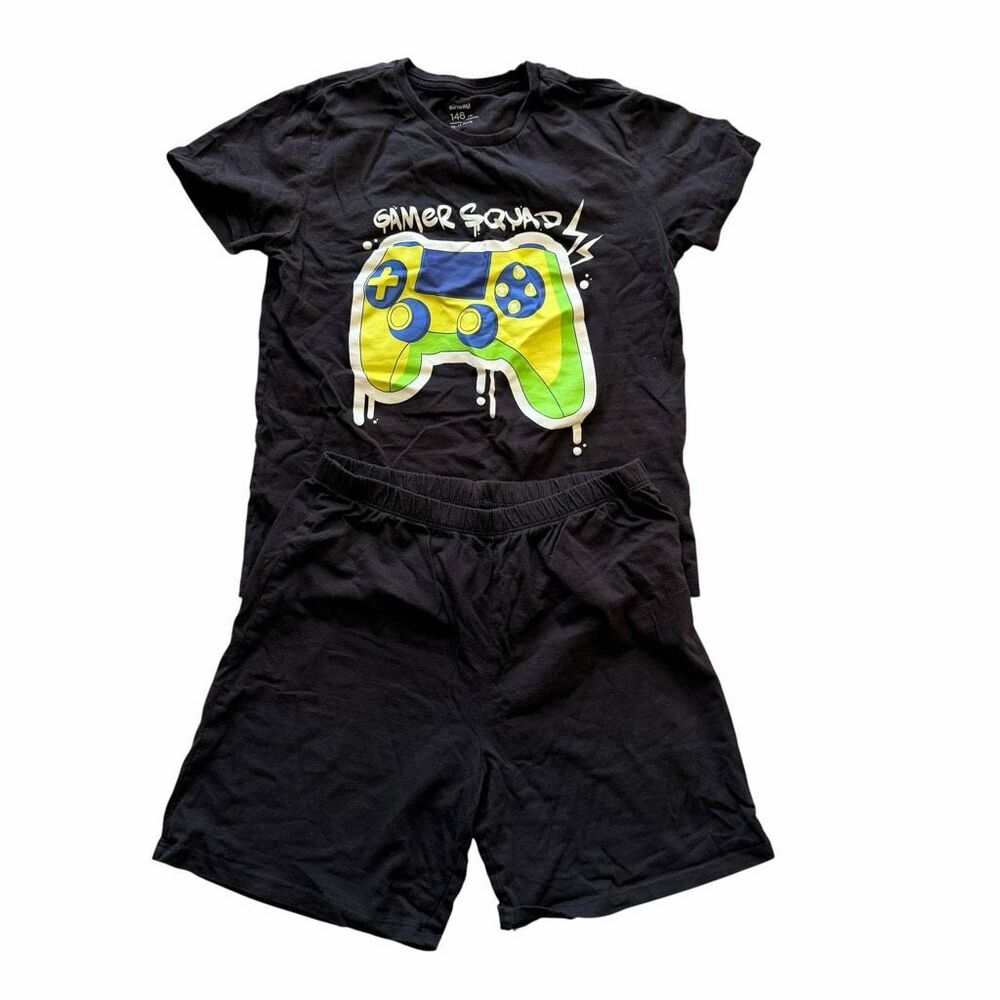 Sinsay Two Piece Short Sleeve Cotton Pajama Set Game Console Sz M (10-11 years o